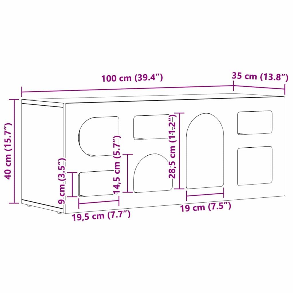 vidaXL Ντουλάπι TV Παλιό ξύλο 100 x 35 x 40 εκ Επεξεργασμένο ξύλο