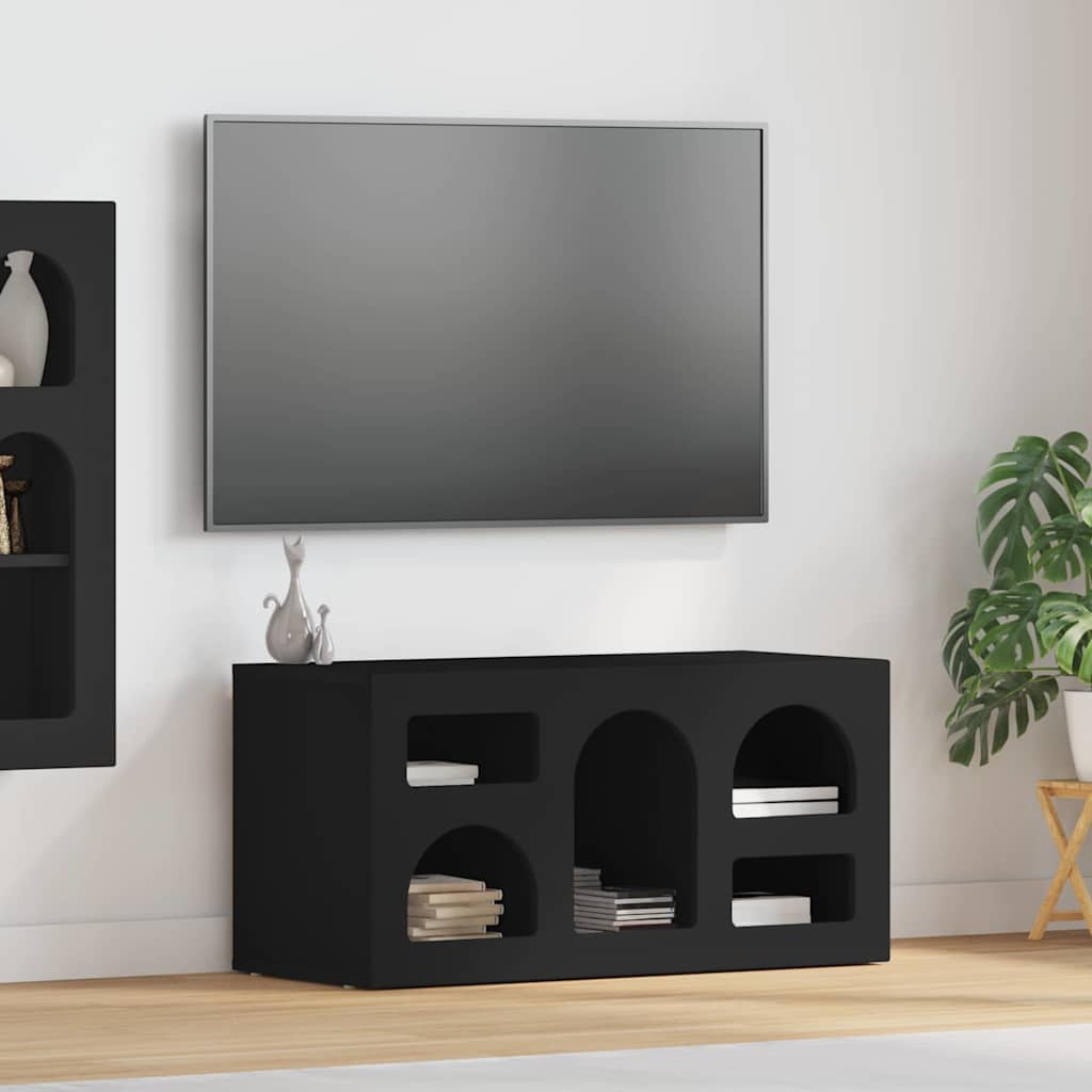 vidaXL Ντουλάπι TV Μαύρο 80 x 35 x 40 εκ Επεξεργασμένο ξύλο