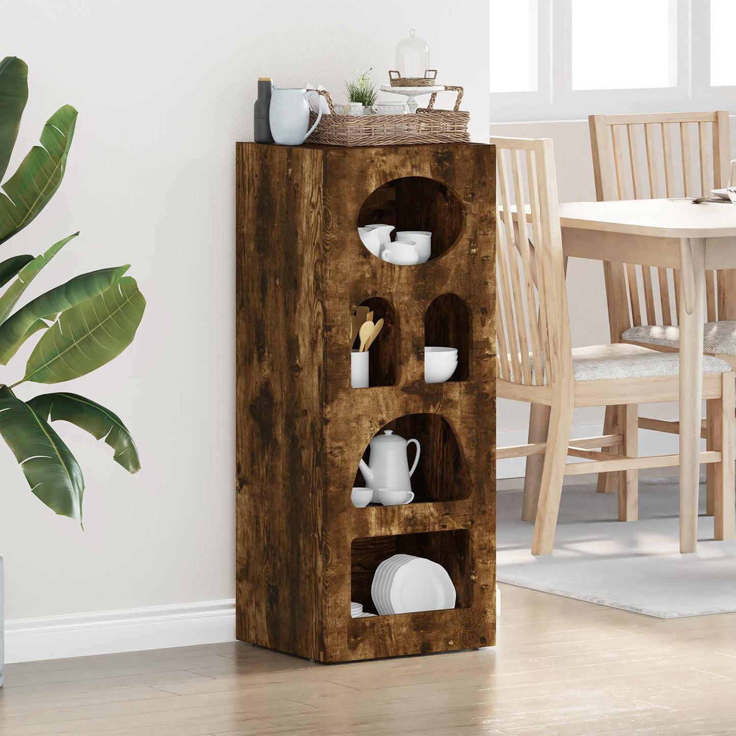 vidaXL Πλαϊνό γραφείο Καπνιστό Δρύς 40 x 35 x 100,5 εκ