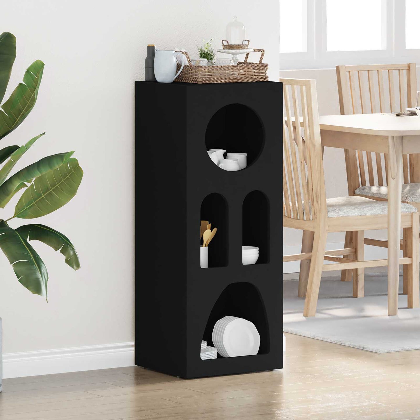 vidaXL Πλαϊνό γραφείο Μαύρο 40 x 35 x 100.5 εκ Επεξεργασμένο ξύλο