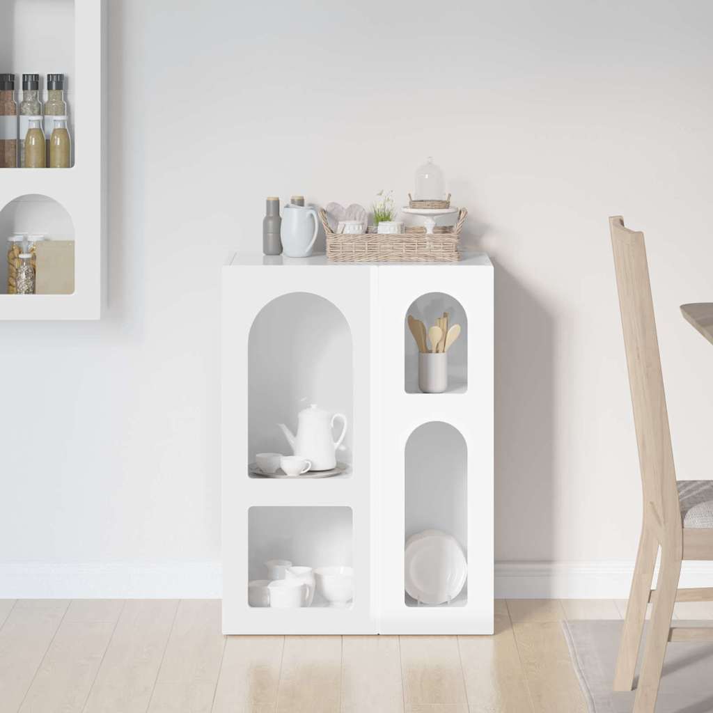 vidaXL Πλαϊνό γραφείο Υψηλής γυαλάδας λευκό 59 x 35 x 80.5 εκ.