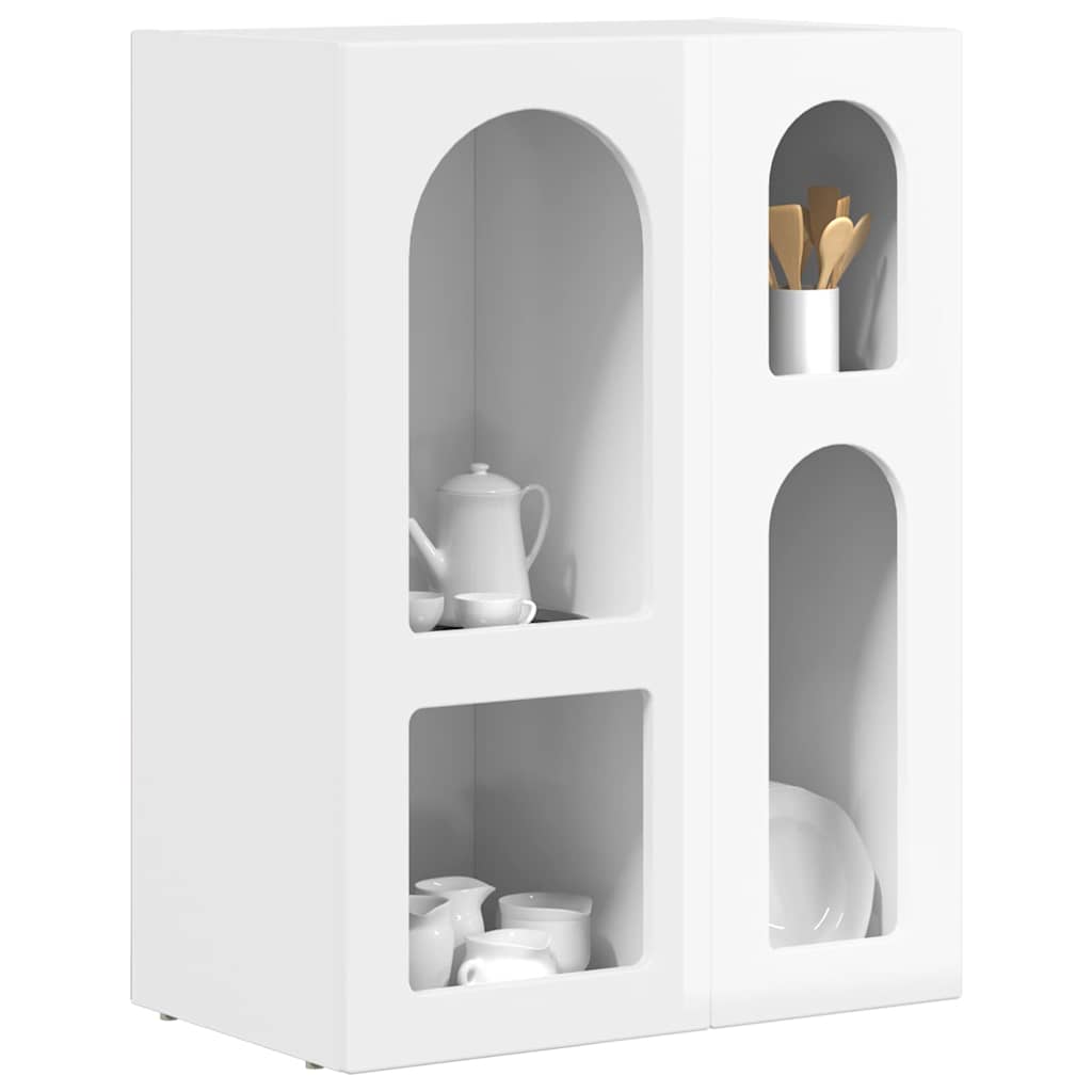 vidaXL Πλαϊνό γραφείο Υψηλής γυαλάδας λευκό 59 x 35 x 80.5 εκ.