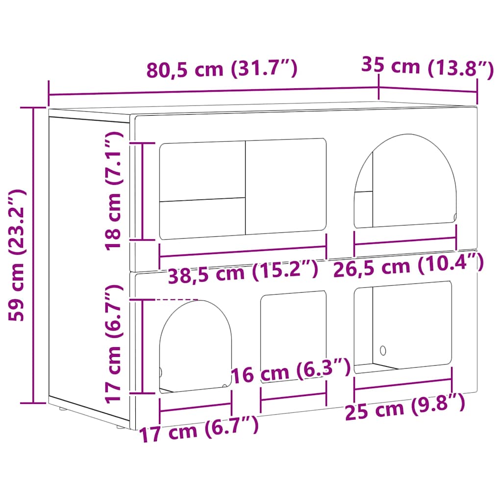 vidaXL Πλαϊνό γραφείο Λευκό 80.5 x 35 x 59 εκ. Επεξεργασμένο ξύλο