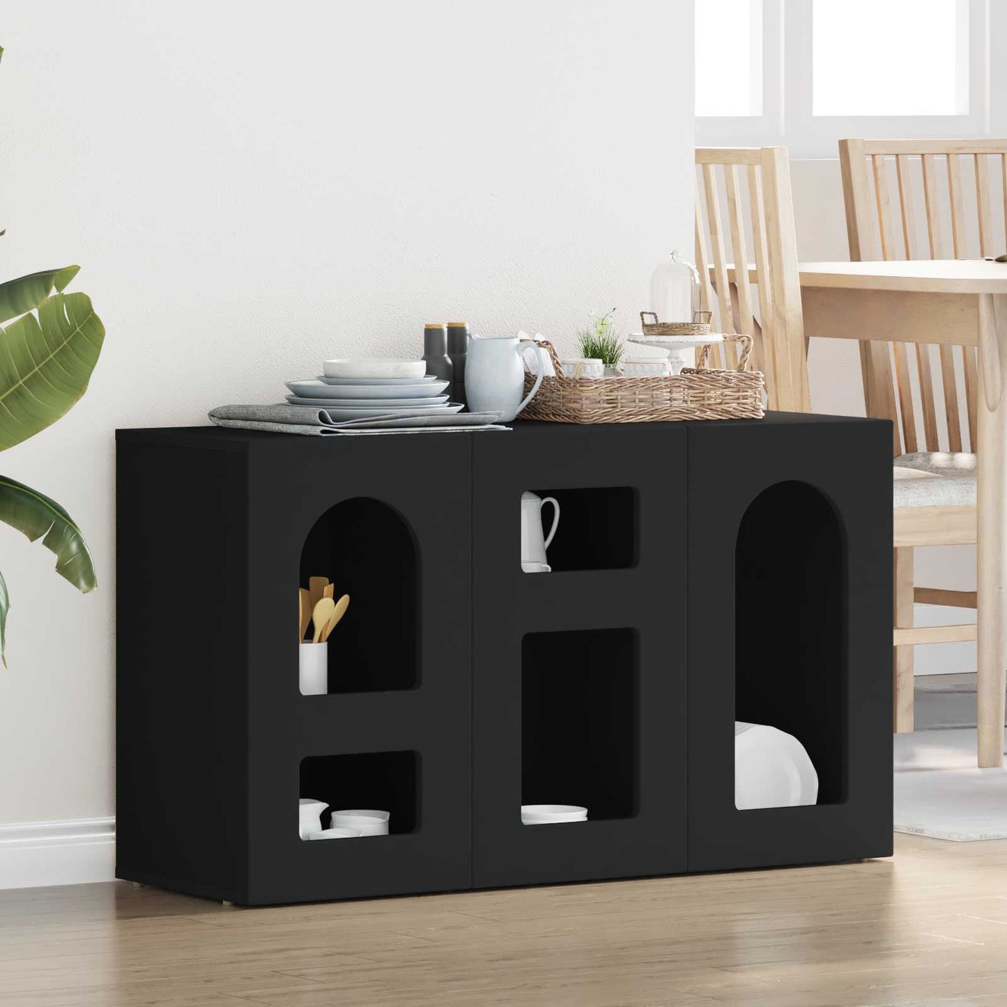 vidaXL Πλαϊνό γραφείο Μαύρο 100 x 35 x 59 εκ Επεξεργασμένο ξύλο