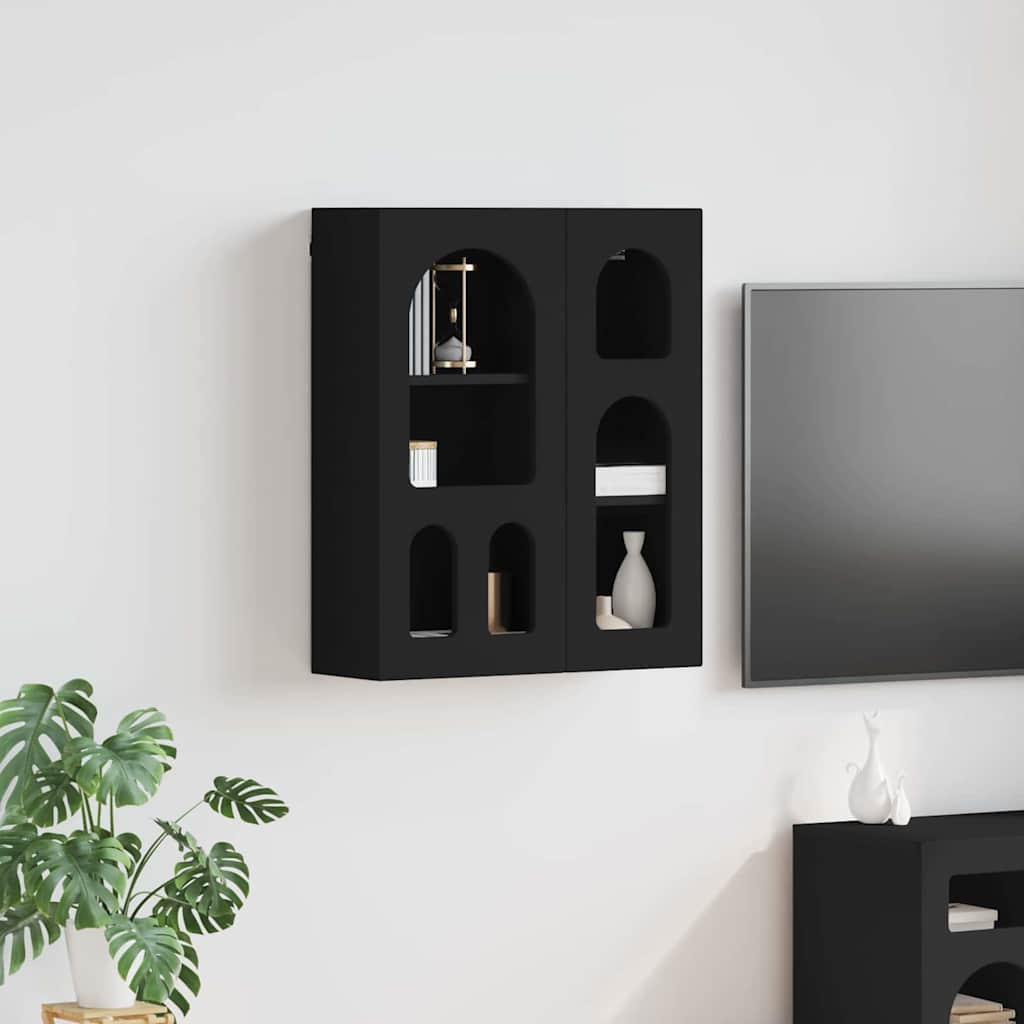 vidaXL Κρεμαστό ντουλάπι Μαύρο 59 x 20 x 71.5 εκ Επεξεργασμένο ξύλο