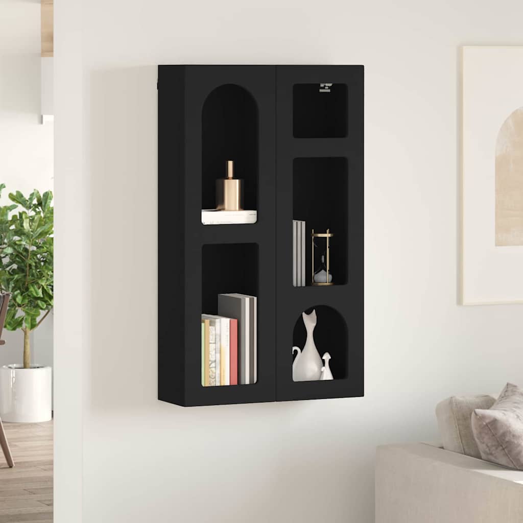 vidaXL Κρεμαστό ντουλάπι Μαύρο 59 x 20 x 100 εκ Επεξεργασμένο ξύλο