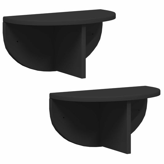 vidaXL Ράφι Τοίχου 2 pcs Μαύρο 38 x 19 x 19 εκ Επεξεργασμένο ξύλο