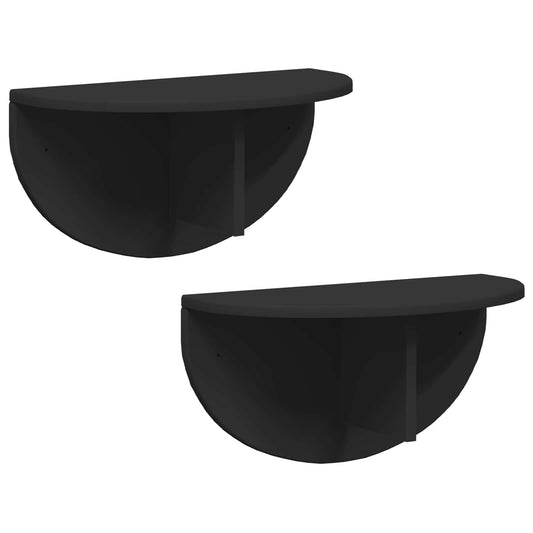 vidaXL Ράφι Τοίχου 2 τμχ. Μαύρο 48 x 24 x 24 εκ Επεξεργασμένο Ξύλο