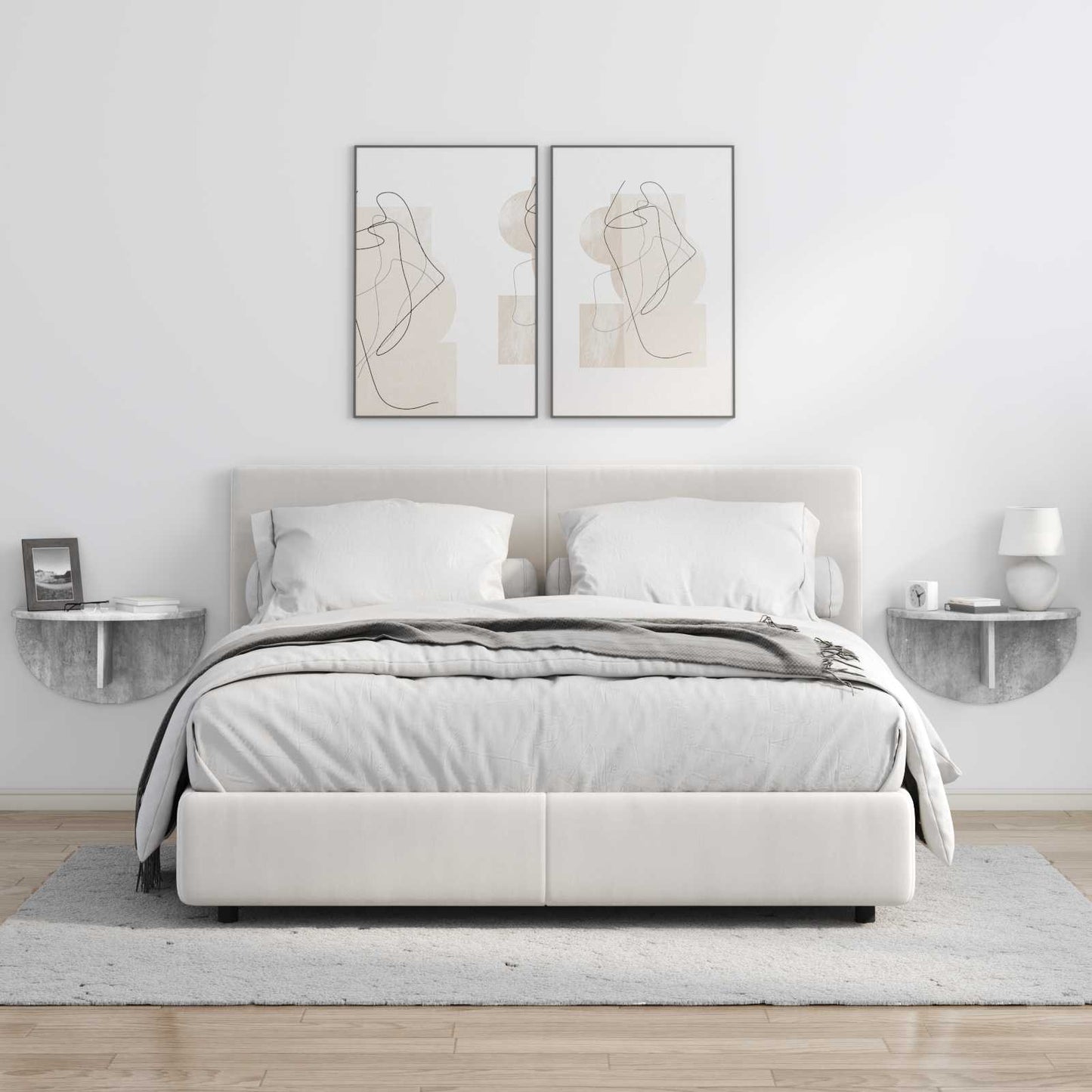 vidaXL Ράφι Τοίχου Επιτοίχιο 2 pcs Σκυρόδεμα Γκρι 38 x 19 x 19 εκ