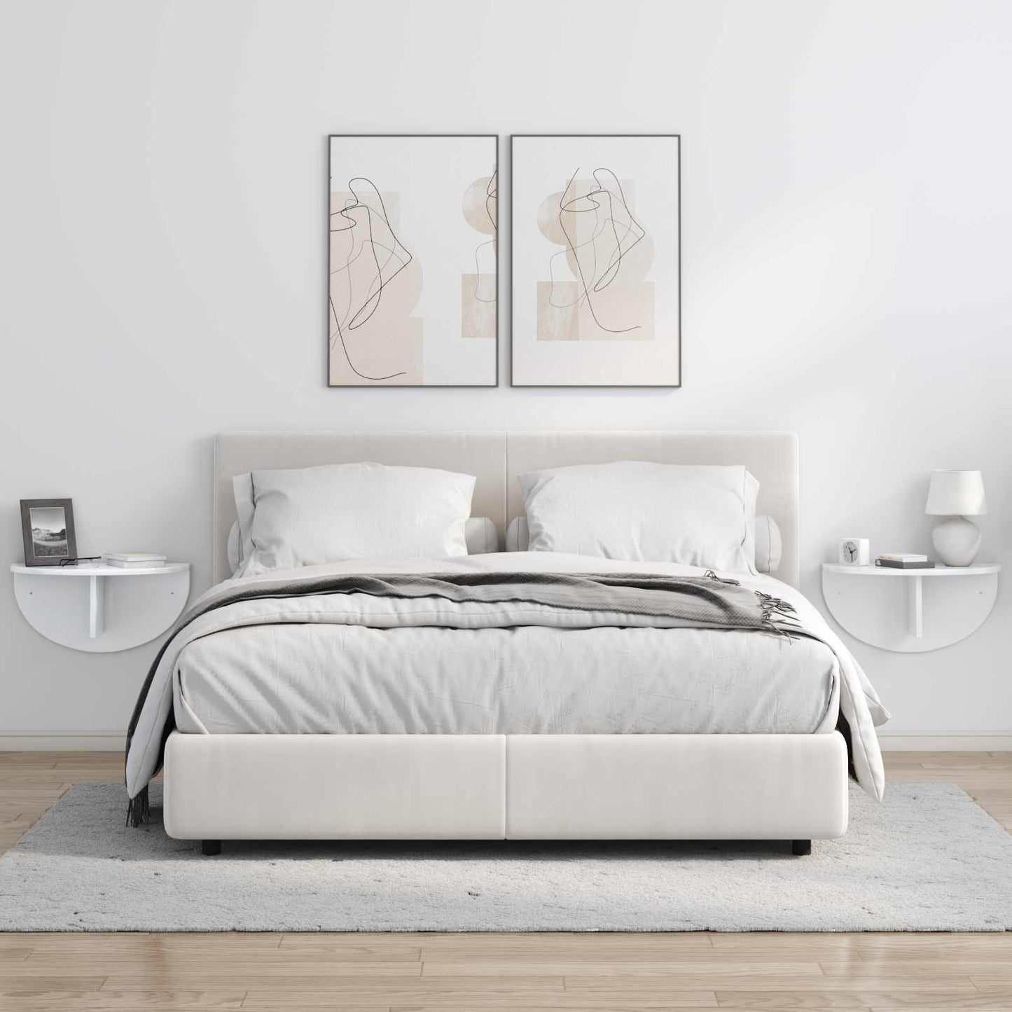 vidaXL Ράφι Τοίχου 2 pcs Υψηλής γυαλάδας λευκό 38 x 19 x 19 εκ