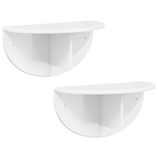 vidaXL Ράφι Τοίχου 2 pcs Υψηλής γυαλάδας λευκό 38 x 19 x 19 εκ