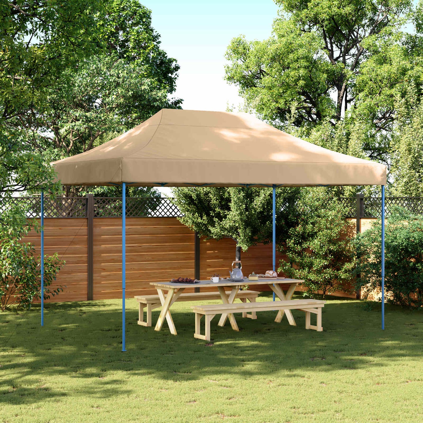 vidaXL Σκηνή Πάρτυ Μπεζ 279 x 410 x 315 εκ. Ύφασμα Όξφορντ