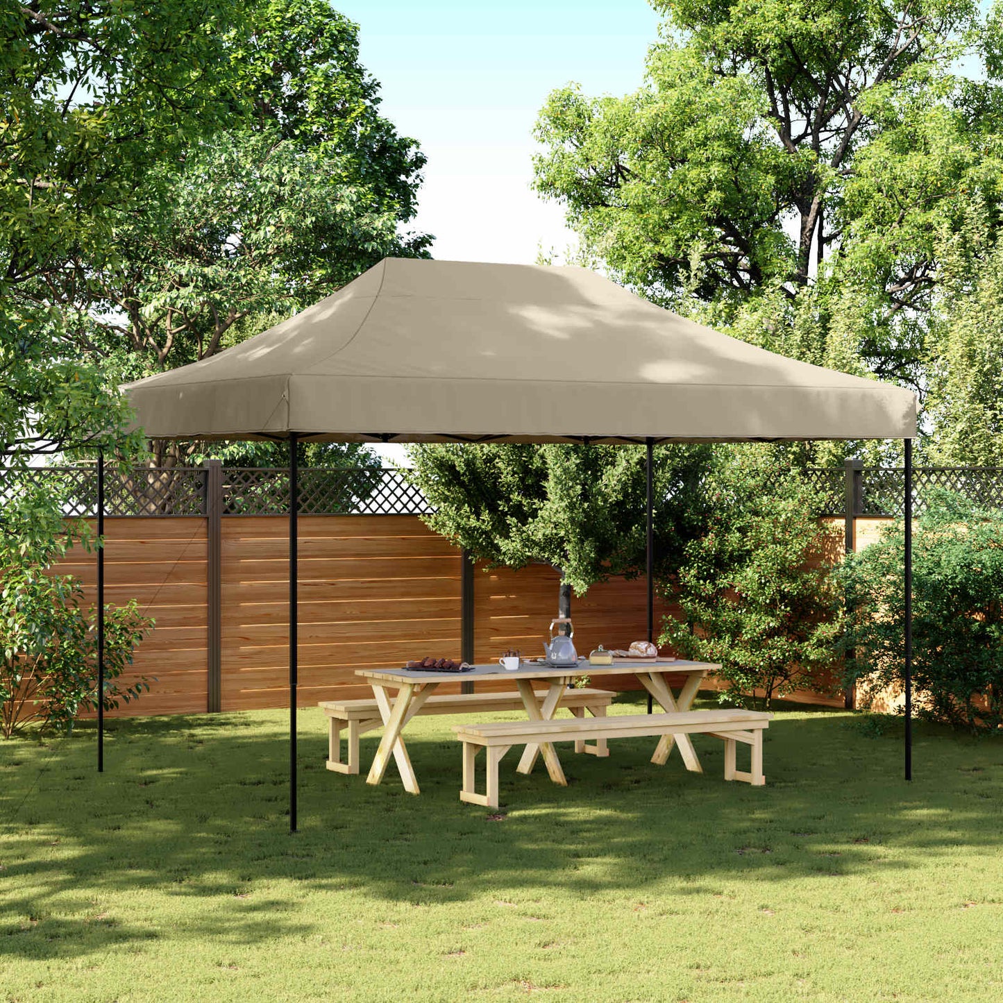 vidaXL Σκηνή Πάρτυ Taupe 279 x 410 x 315 εκ. Ύφασμα Όξφορντ