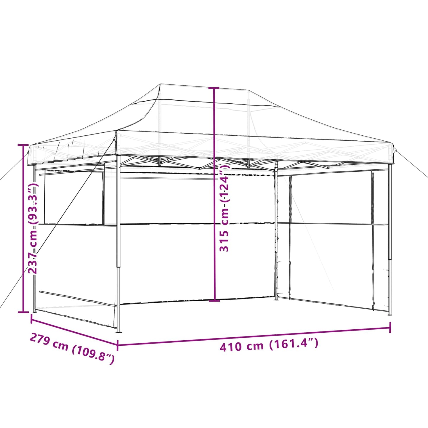 vidaXL Σκηνή Πάρτυ Πράσινο 279 x 410 x 315 εκ. Ύφασμα Όξφορντ