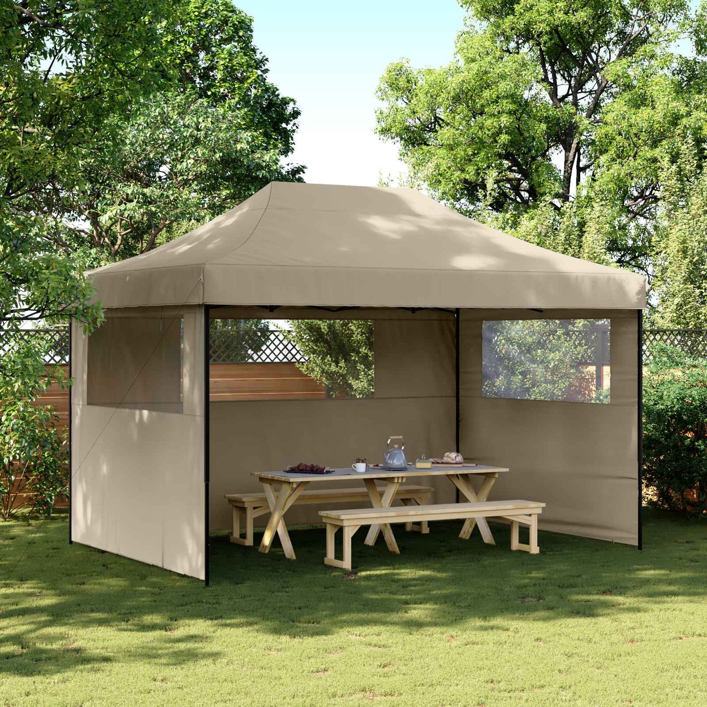 vidaXL Σκηνή Πάρτυ Taupe 279 x 410 x 315 εκ. Ύφασμα Όξφορντ