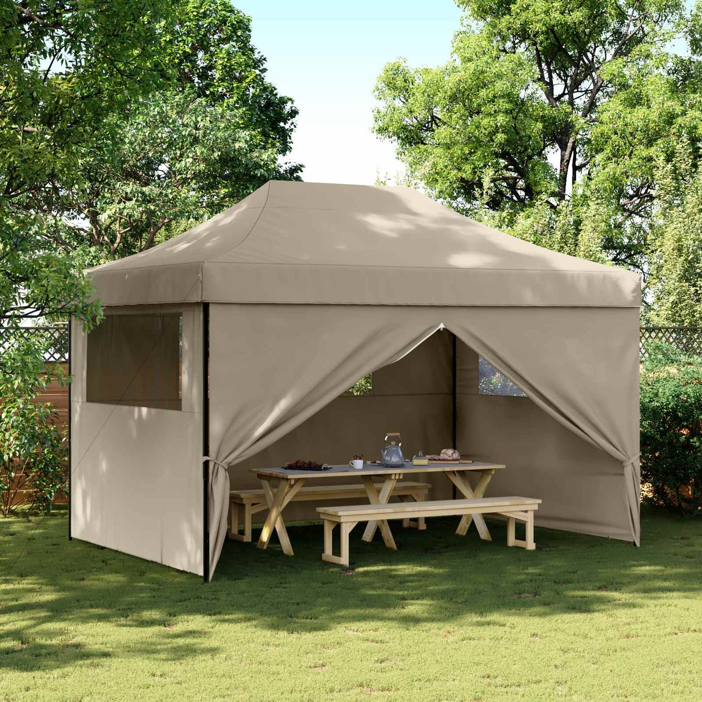 vidaXL Σκηνή Πάρτυ Taupe 279 x 410 x 315 εκ. Ύφασμα Όξφορντ