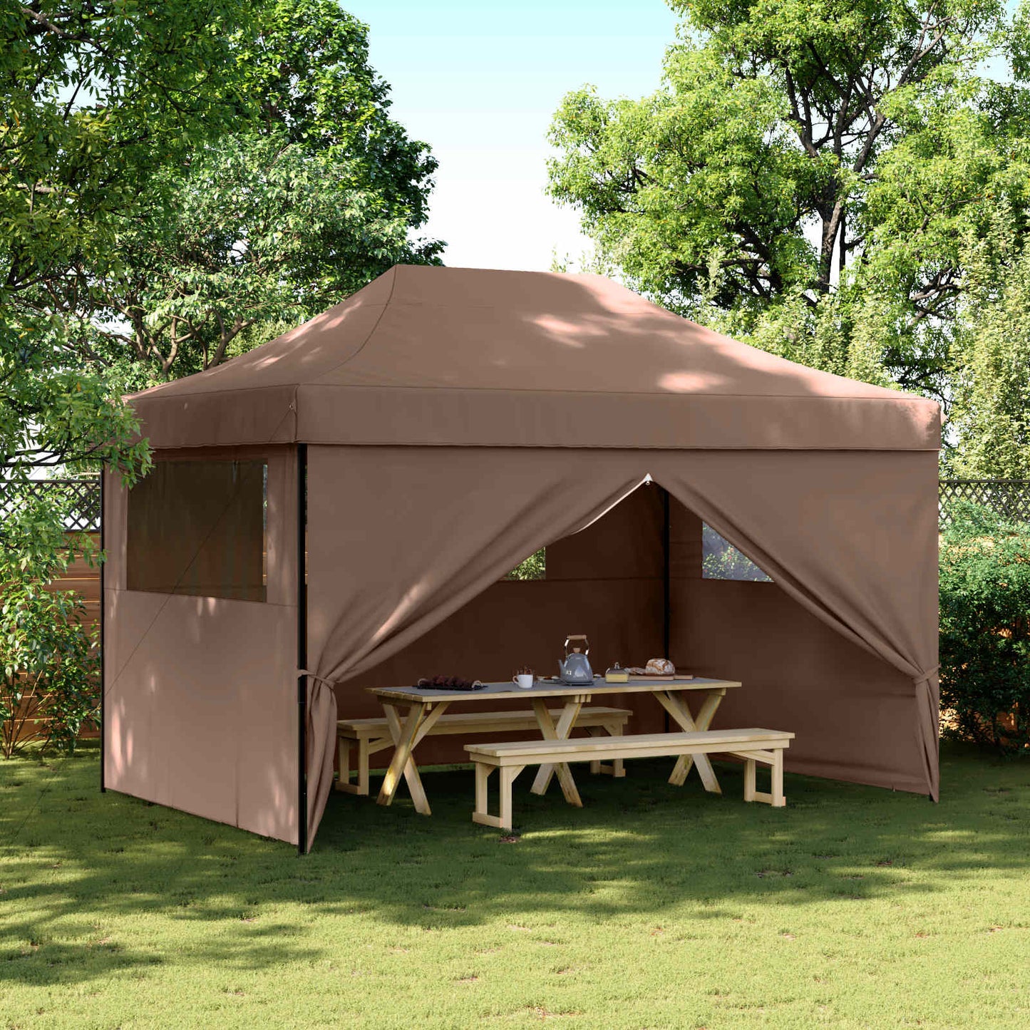 vidaXL Σκηνή Πάρτυ Καφέ 279 x 410 x 315 εκ. Ύφασμα Όξφορντ