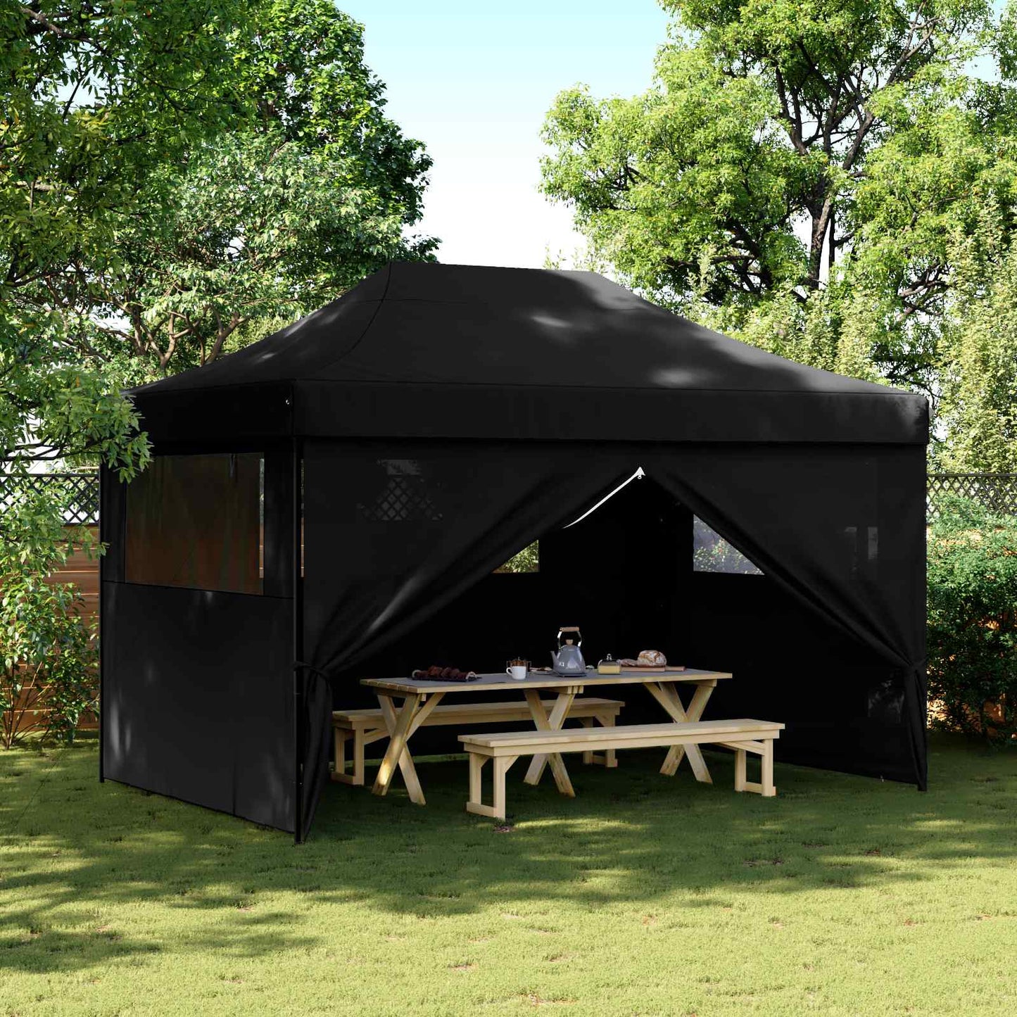 vidaXL Σκηνή Πάρτυ Μαύρο 279 x 410 x 315 εκ. Ύφασμα Όξφορντ