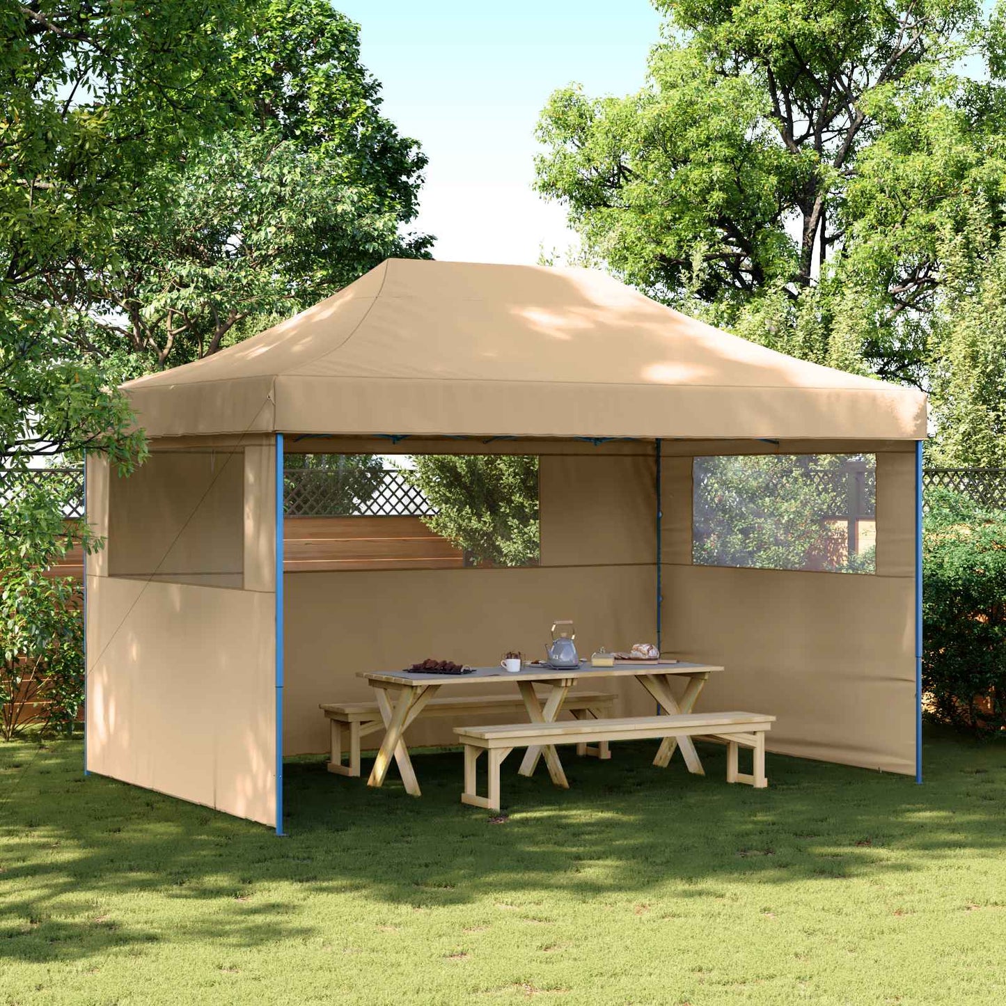 vidaXL Σκηνή Πάρτυ Μπεζ 292 x 440 x 315 εκ. Ύφασμα Όξφορντ