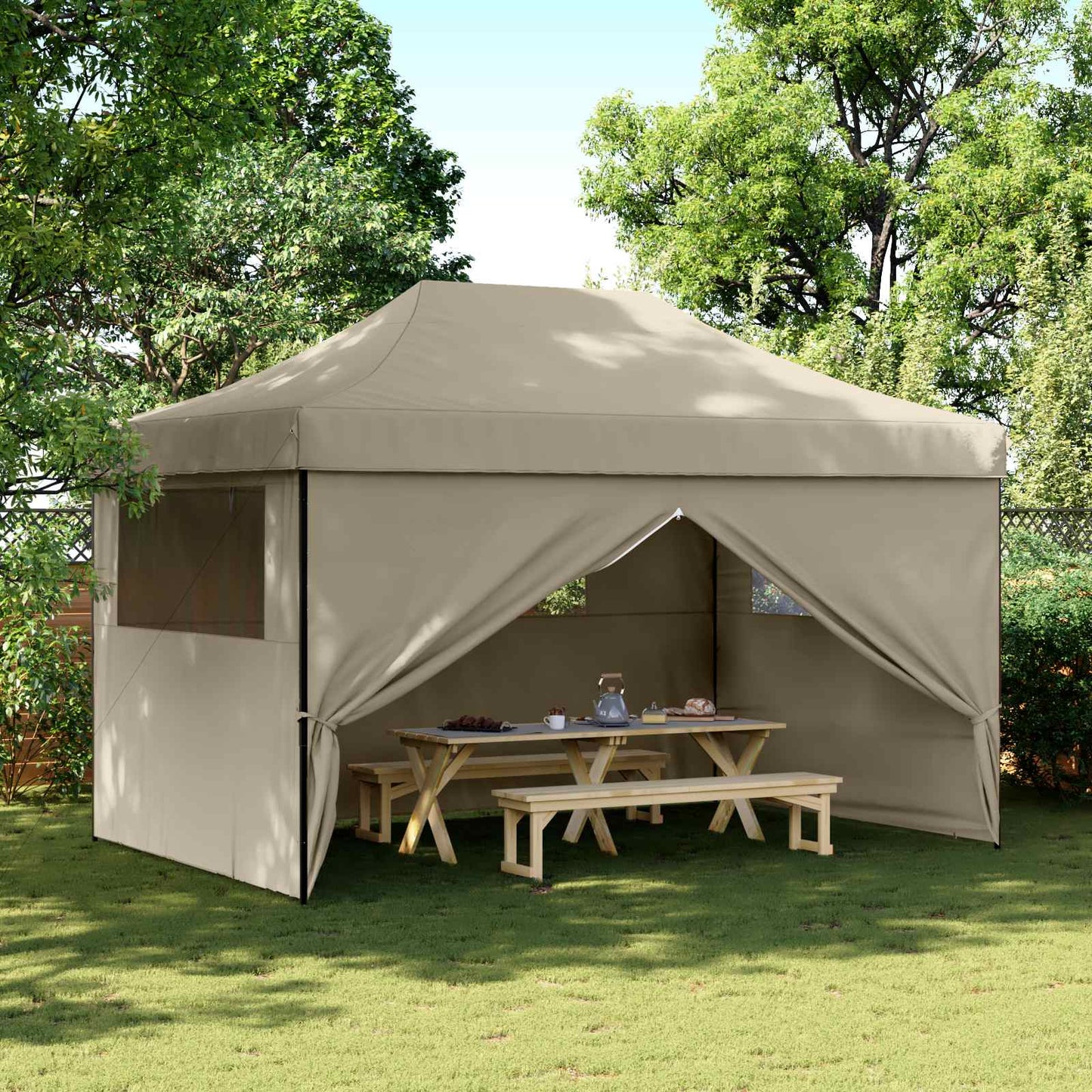 vidaXL Σκηνή Πάρτυ Taupe 292 x 440 x 315 εκ. Ύφασμα Όξφορντ