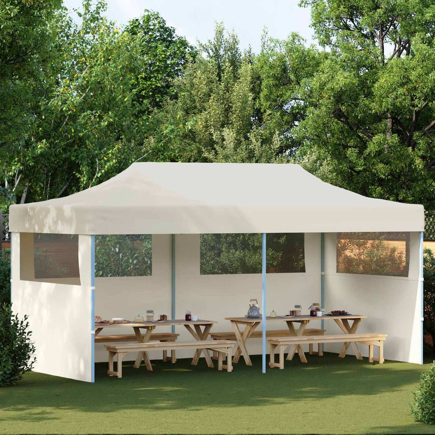 vidaXL Σκηνή Πάρτυ Κρεμ 291 x 580 x 315 εκ Ύφασμα Όξφορντ