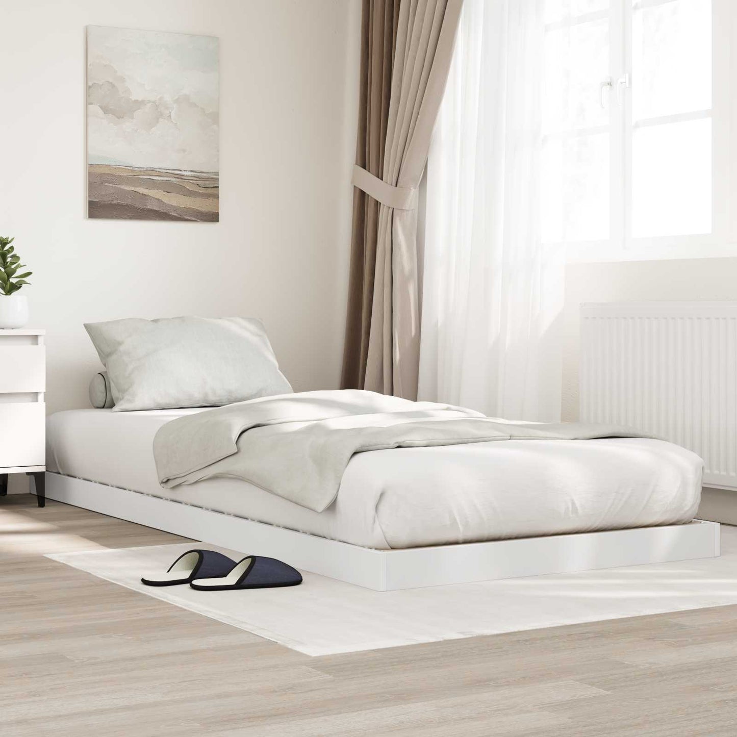 vidaXL Κρεβάτι δαπέδου Λευκό 75 x 190 cm Επεξεργασμένο ξύλο