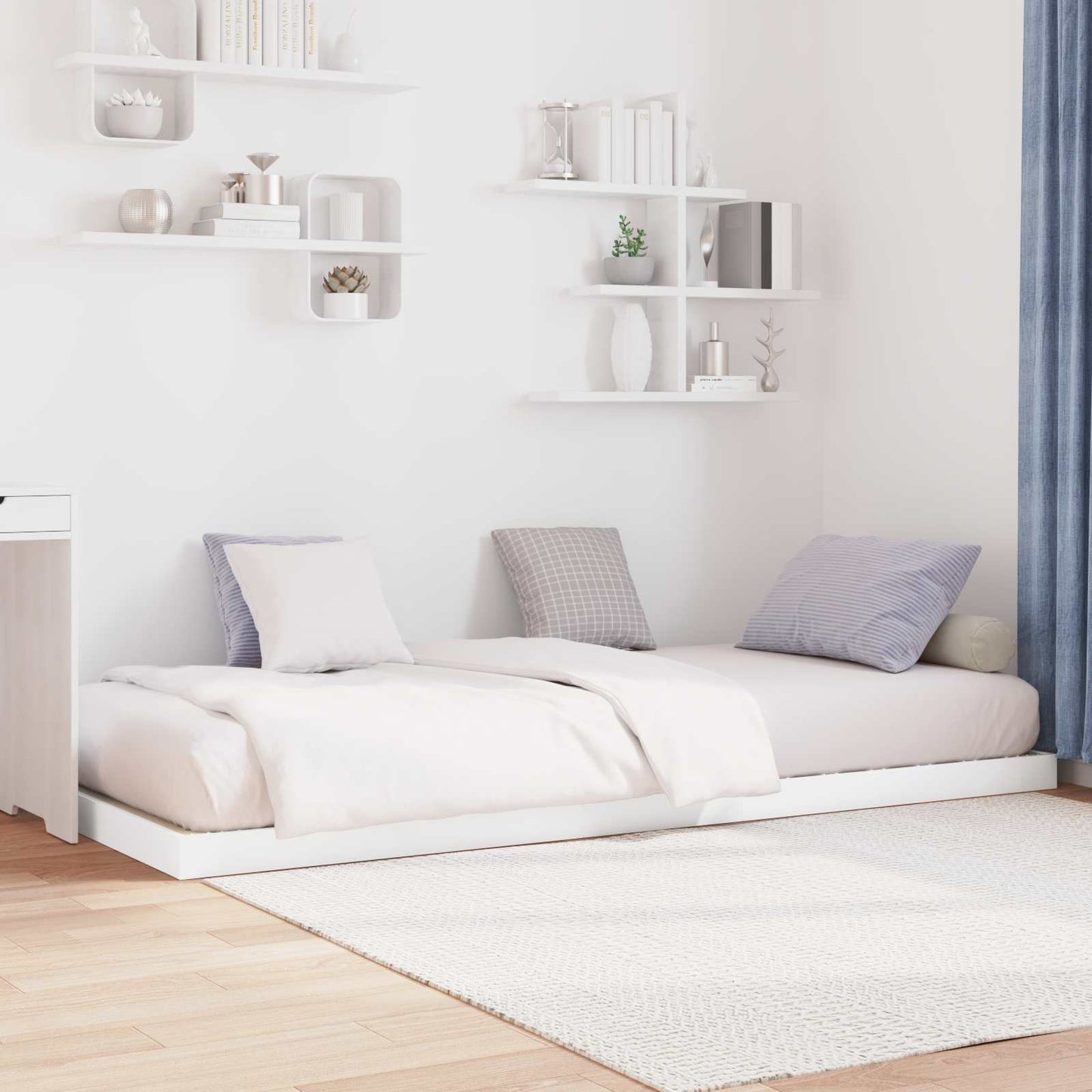 vidaXL Κρεβάτι δαπέδου Λευκό 75 x 190 cm Επεξεργασμένο ξύλο