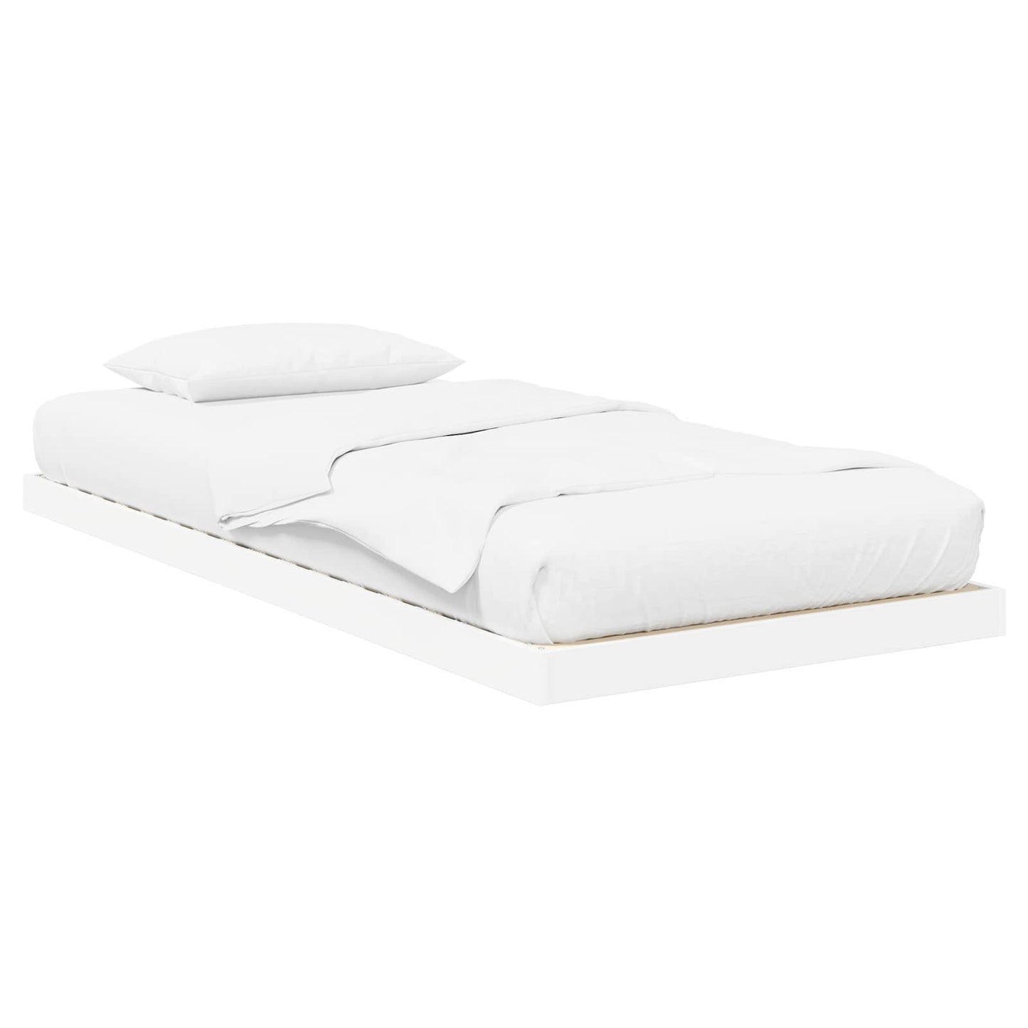 vidaXL Κρεβάτι δαπέδου Λευκό 75 x 190 cm Επεξεργασμένο ξύλο
