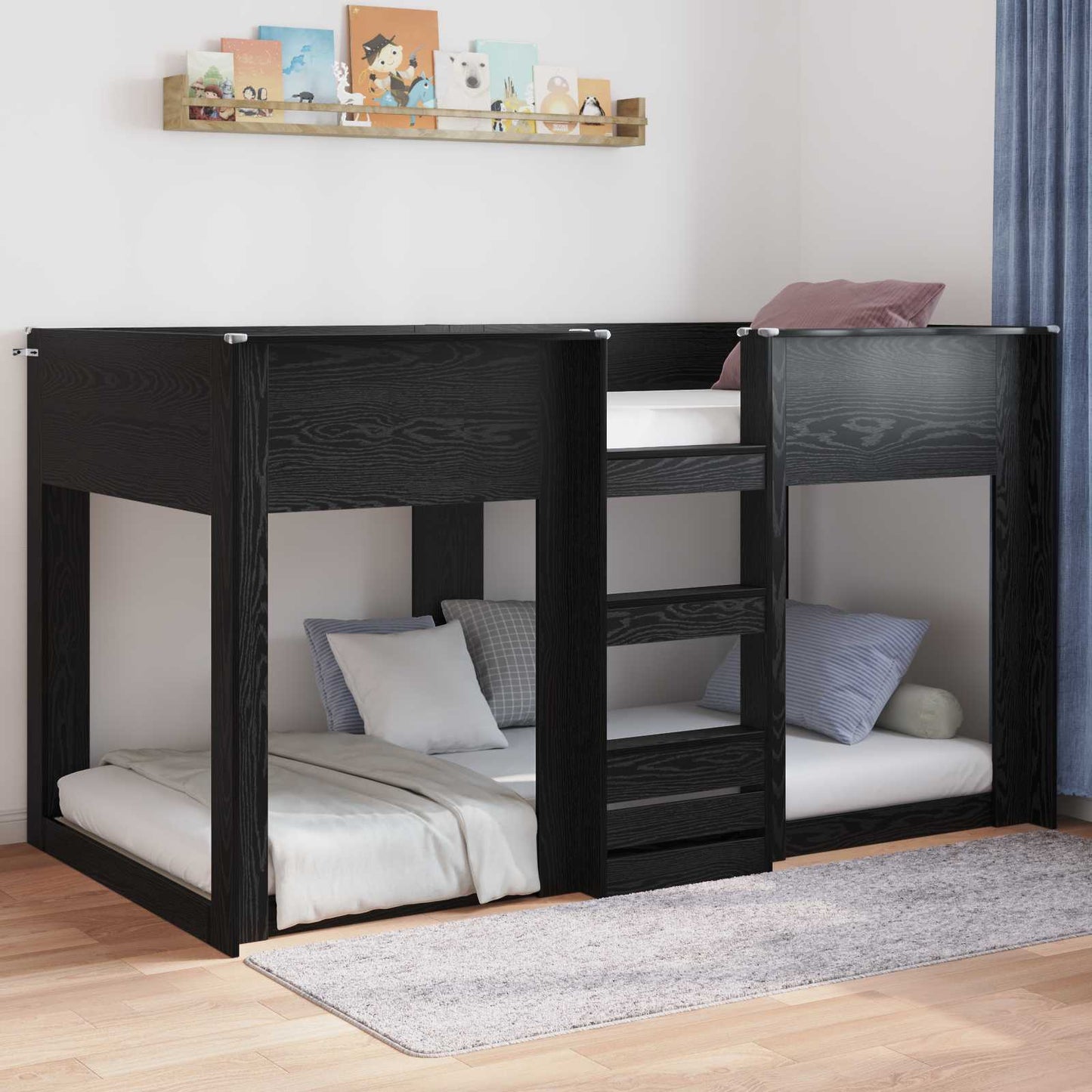 vidaXL Κρεβάτι δαπέδου Μαύρη Οξυά 75 x 190 cm Επεξεργασμένο ξύλο