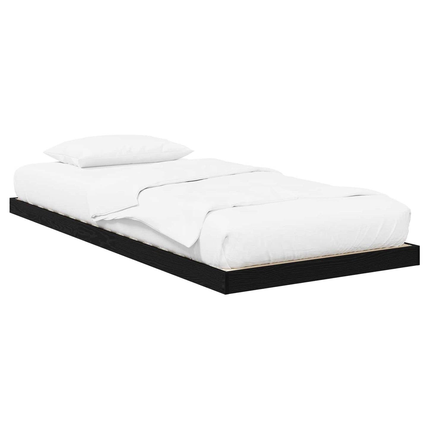 vidaXL Κρεβάτι δαπέδου Μαύρη Οξυά 75 x 190 cm Επεξεργασμένο ξύλο