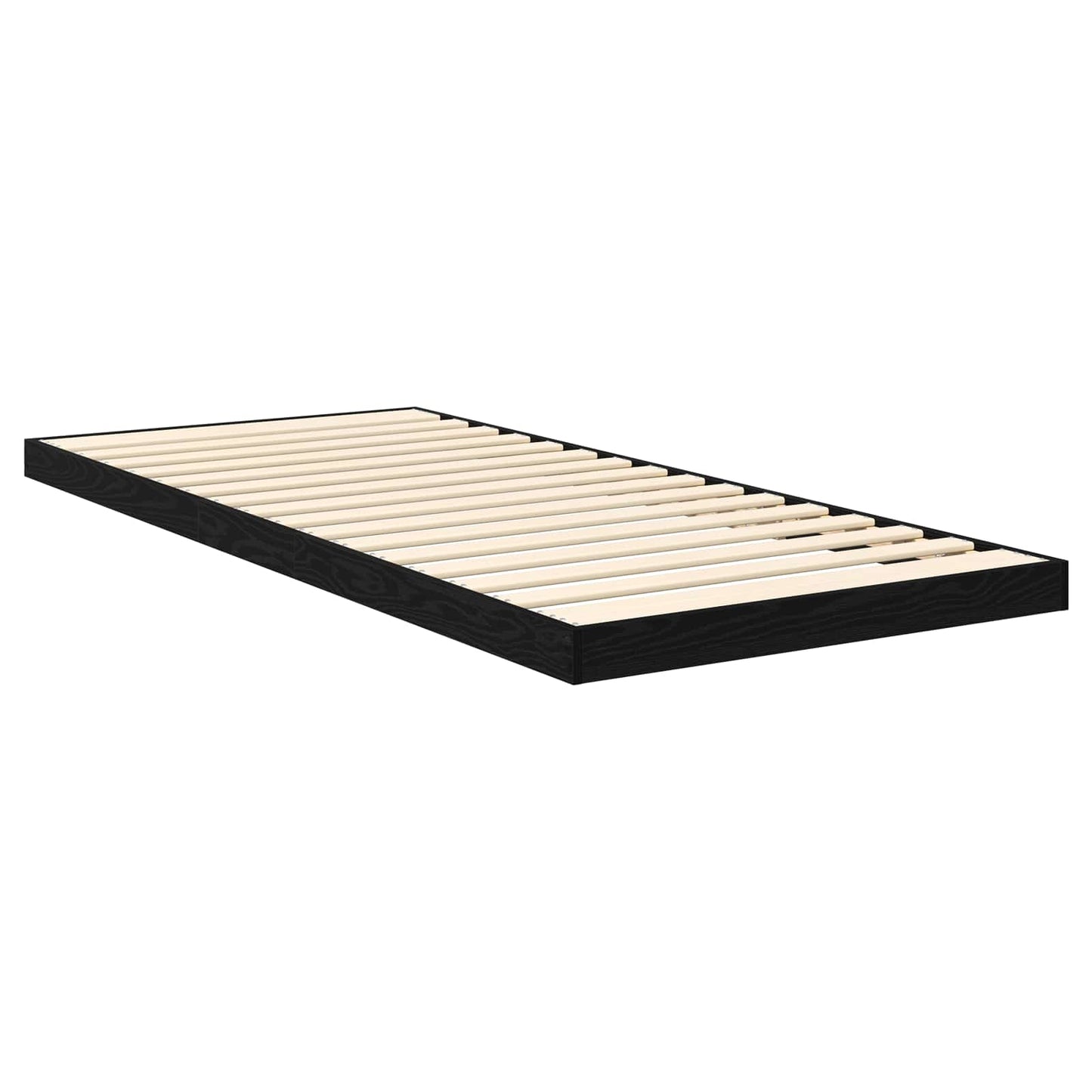 vidaXL Κρεβάτι δαπέδου Μαύρη Οξυά 75 x 190 cm Επεξεργασμένο ξύλο