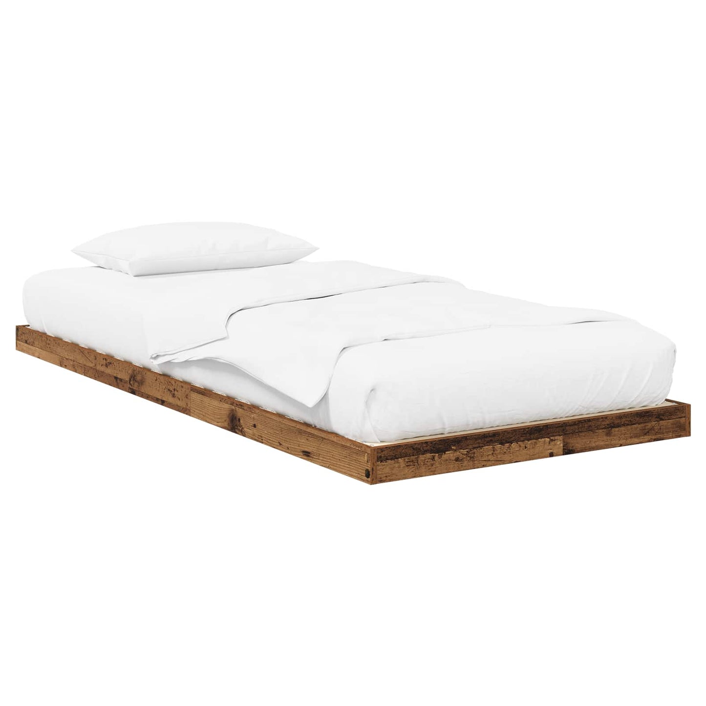 vidaXL Κρεβάτι δαπέδου Παλιό ξύλο 75 x 190 cm Επεξεργασμένο ξύλο