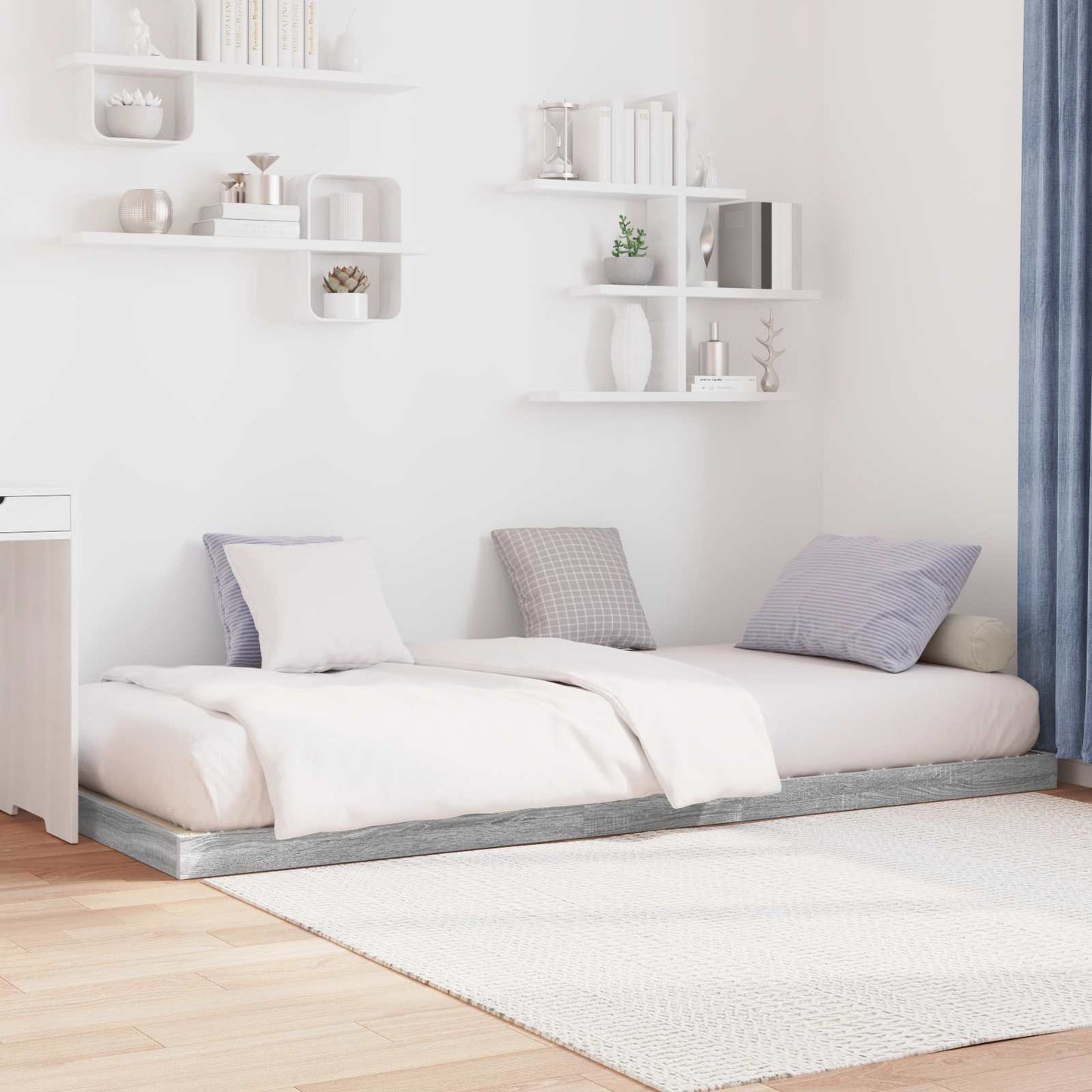 vidaXL Κρεβάτι δαπέδου Γκρίζο Σονομα 90 x 190 cm Επεξεργασμένο ξύλο