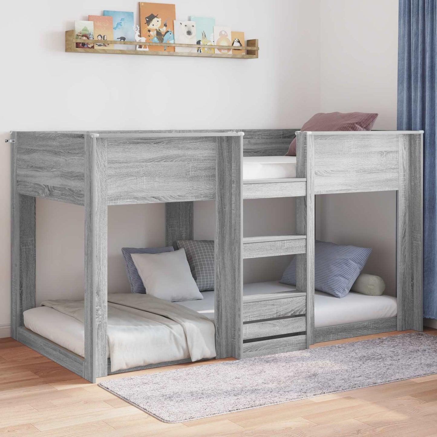 vidaXL Κρεβάτι δαπέδου Γκρίζο Σονομα 90 x 190 cm Επεξεργασμένο ξύλο