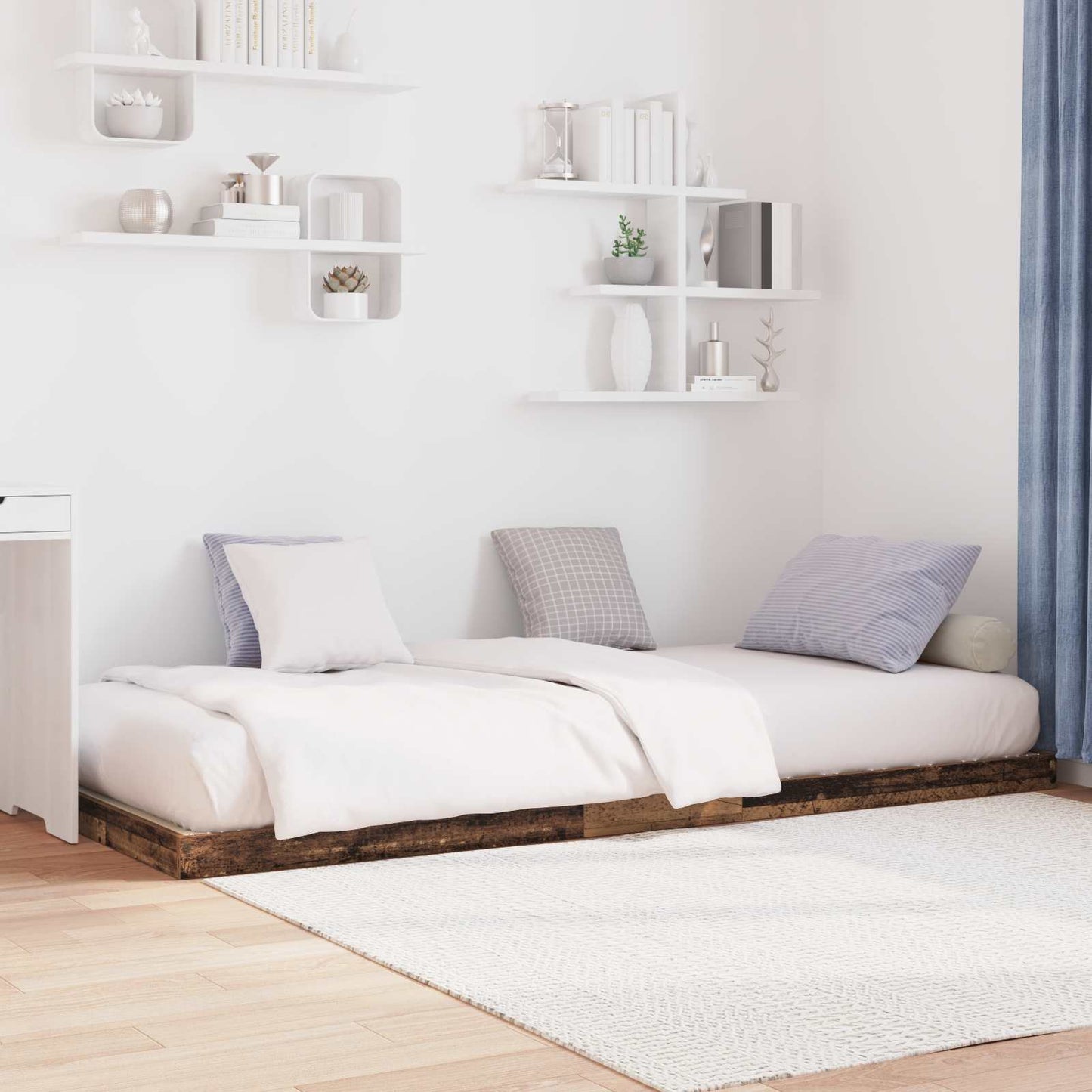 vidaXL Κρεβάτι δαπέδου Παλιό ξύλο 90 x 190 cm Επεξεργασμένο ξύλο