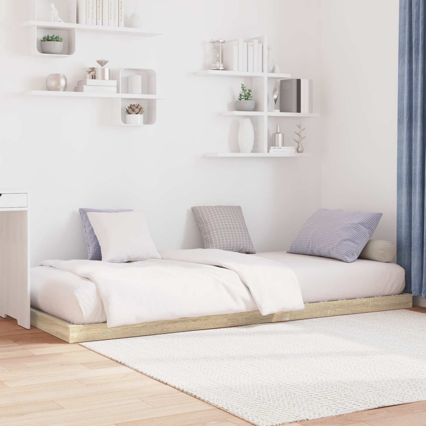 vidaXL Κρεβάτι δαπέδου Δρύς Sonoma 90 x 200 cm Επεξεργασμένο Ξύλο