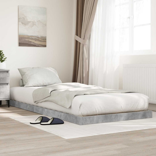 vidaXL Κρεβάτι δαπέδου Σκυρόδεμα Γκρι 90 x 200 cm Επεξεργασμένο ξύλο