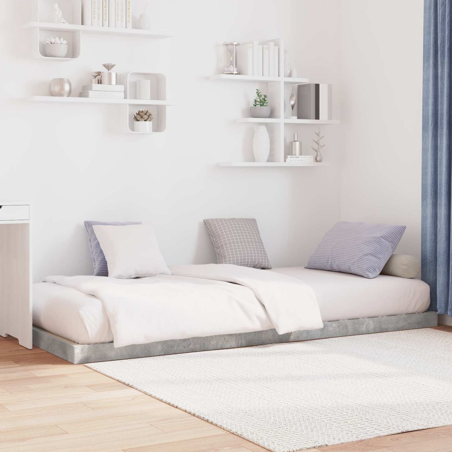vidaXL Κρεβάτι δαπέδου Σκυρόδεμα Γκρι 100 x 200 cm Επεξεργασμένο ξύλο