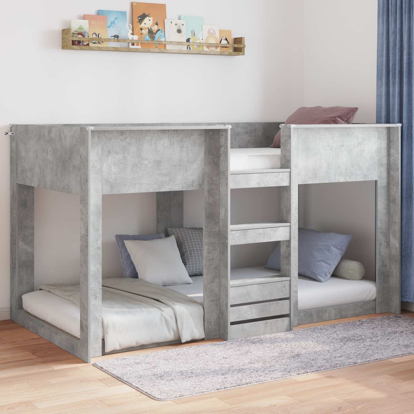 vidaXL Κρεβάτι δαπέδου Σκυρόδεμα Γκρι 100 x 200 cm Επεξεργασμένο ξύλο