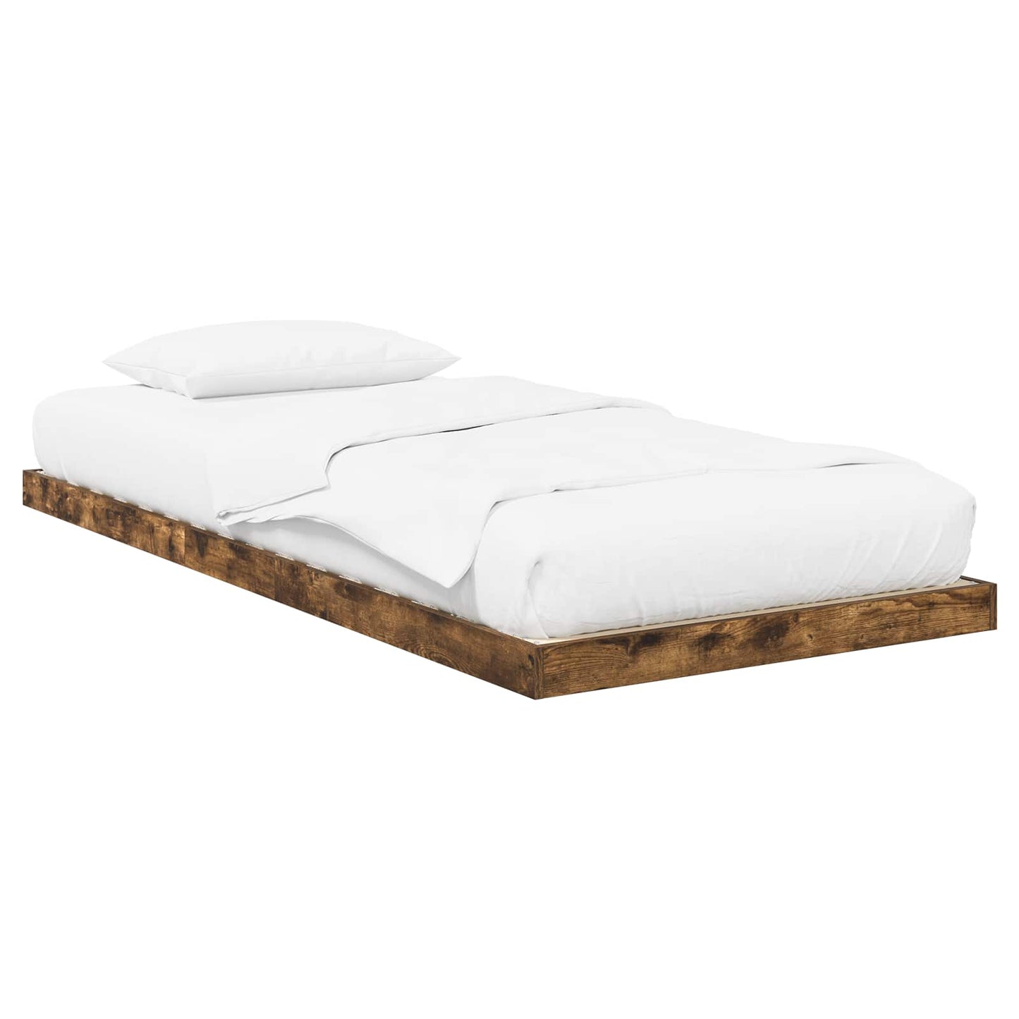 vidaXL Κρεβάτι δαπέδου Καπνιστό Δρύς 100 x 200 cm Επεξεργασμένο ξύλο