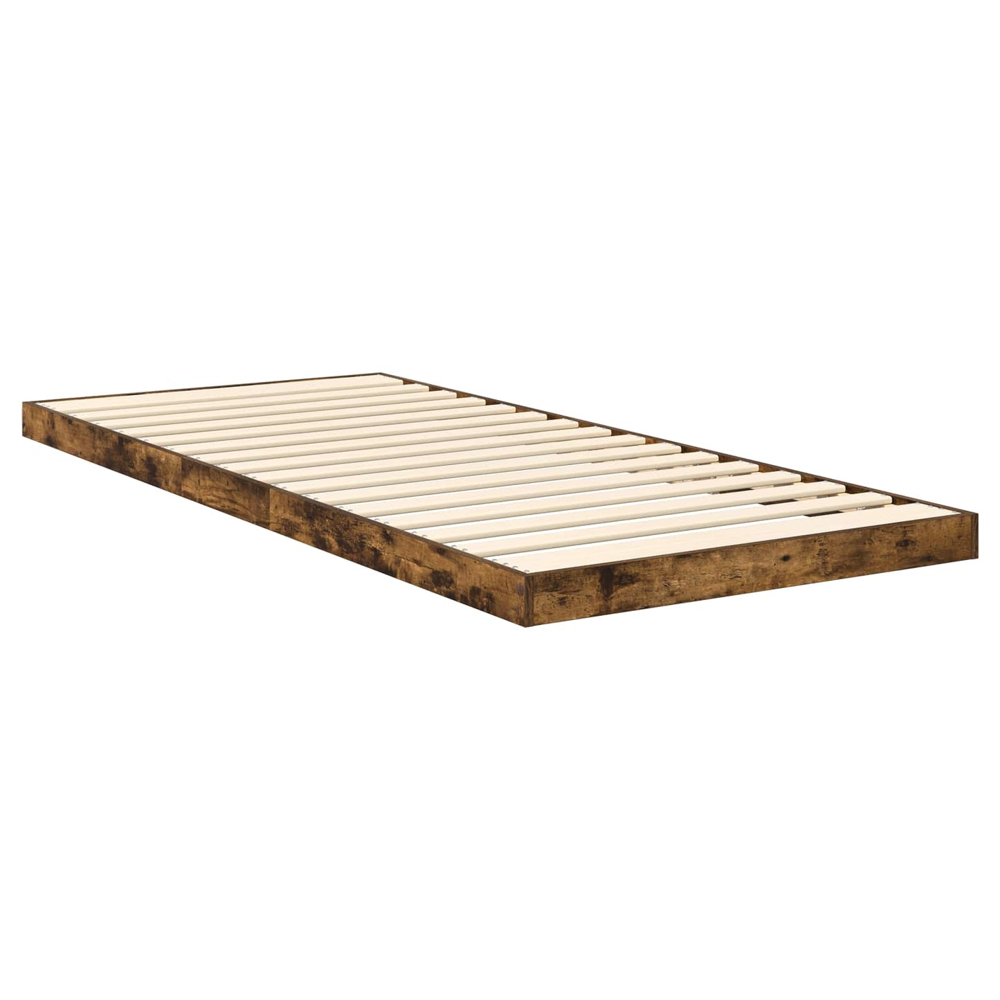 vidaXL Κρεβάτι δαπέδου Καπνιστό Δρύς 100 x 200 cm Επεξεργασμένο ξύλο