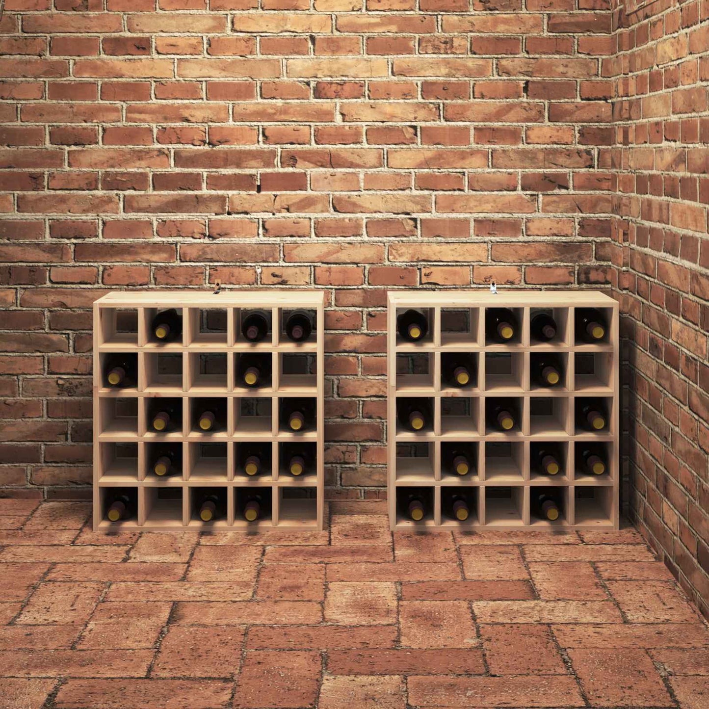 vidaXL Ράφι Κρασιού 2 pcs Φυσικό 56 x 25 x 56 cm Στερεά ξυλεία πεύκου