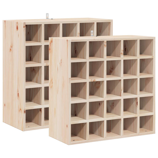vidaXL Ράφι Κρασιού 2 τεμ. Φυσικό 56 x 25 x 56 cm Στερεά ξυλεία πεύκου