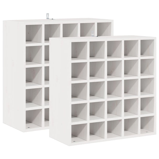 vidaXL Ράφι Κρασιού 2 τεμ. Λευκό 56 x 25 x 56 cm Στερεά ξυλεία πεύκου
