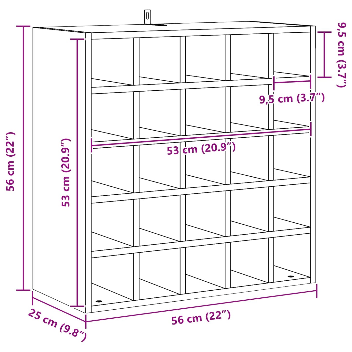 vidaXL Ράφι Κρασιού 2 pcs Λευκό 56 x 25 x 56 cm Στερεά ξυλεία πεύκου
