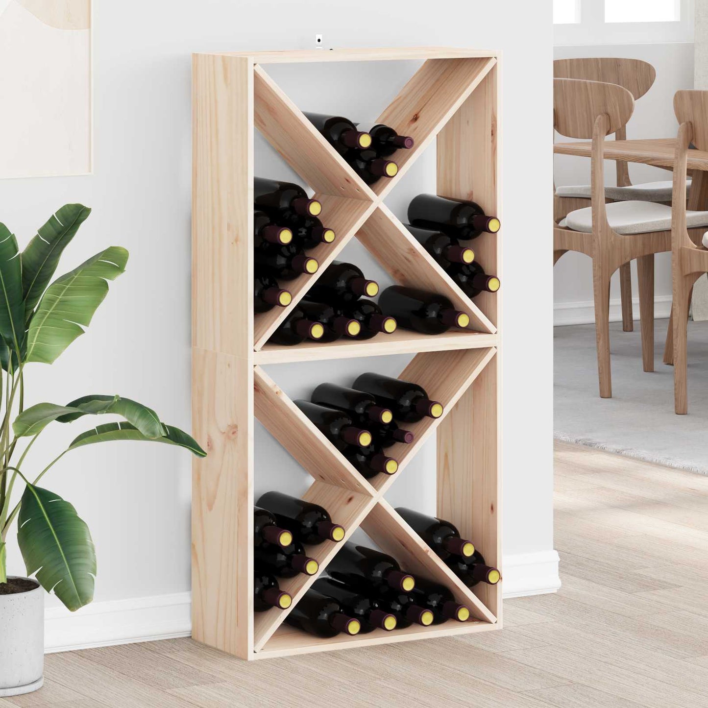 vidaXL Ράφι Κρασιού 2 pcs Φυσικό 62 x 25 x 62 cm Στερεά ξυλεία πεύκου