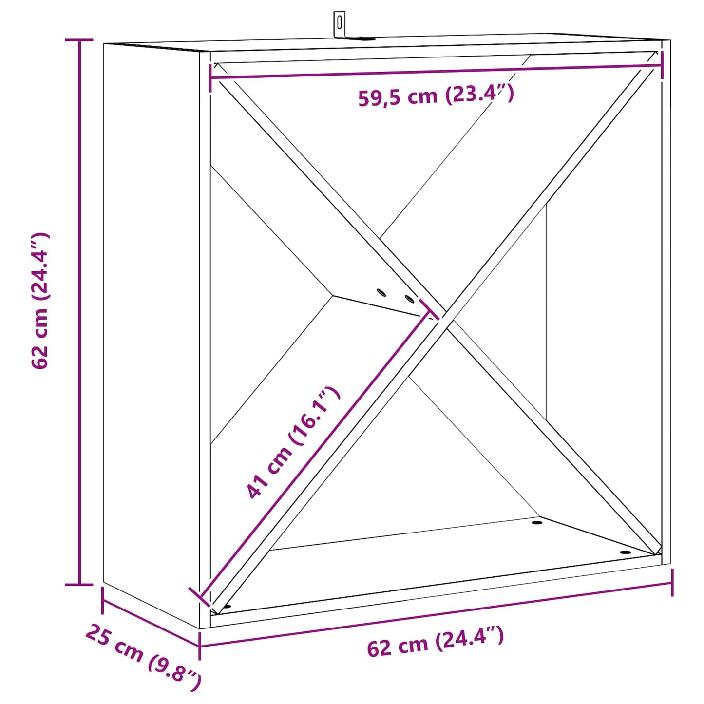 vidaXL Ράφι Κρασιού 2 pcs Φυσικό 62 x 25 x 62 cm Στερεά ξυλεία πεύκου