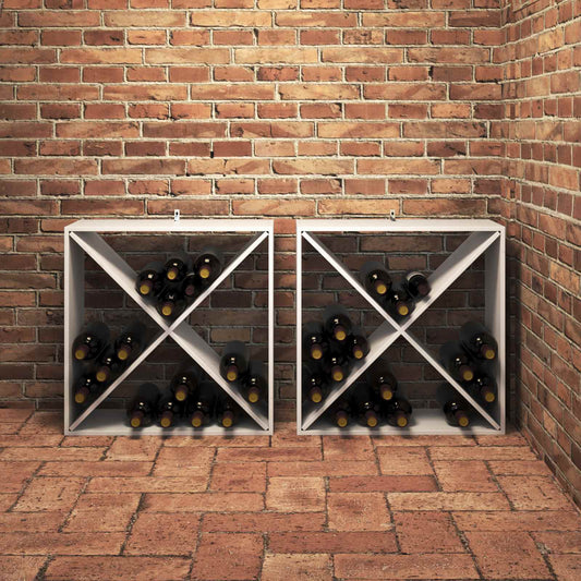 vidaXL Ράφι Κρασιού 2 τεμ. Λευκό 62 x 25 x 62 cm Στερεά ξυλεία πεύκου