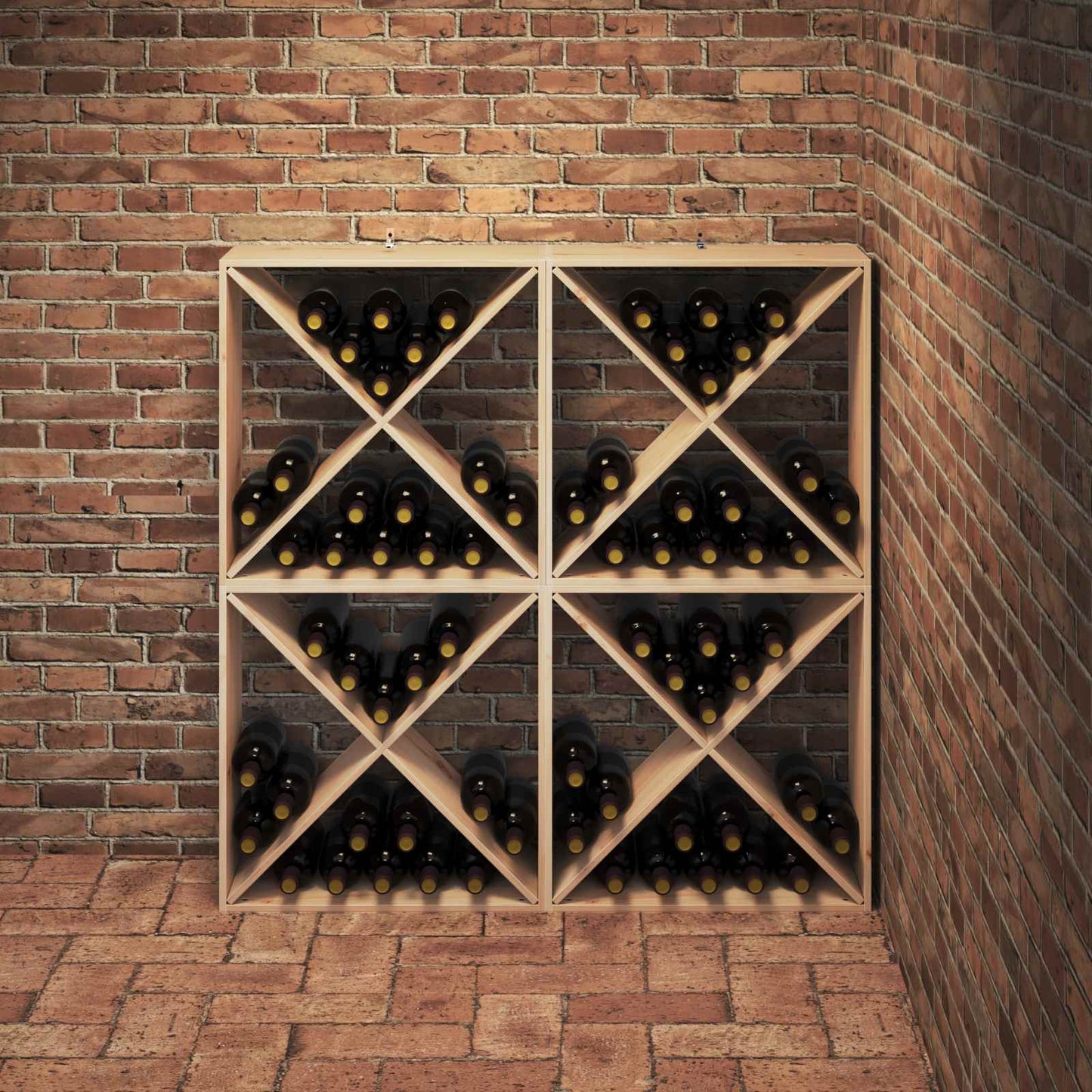 vidaXL Ράφι Κρασιού 4 pcs Φυσικό 62 x 25 x 62 cm Στερεά ξυλεία πεύκου