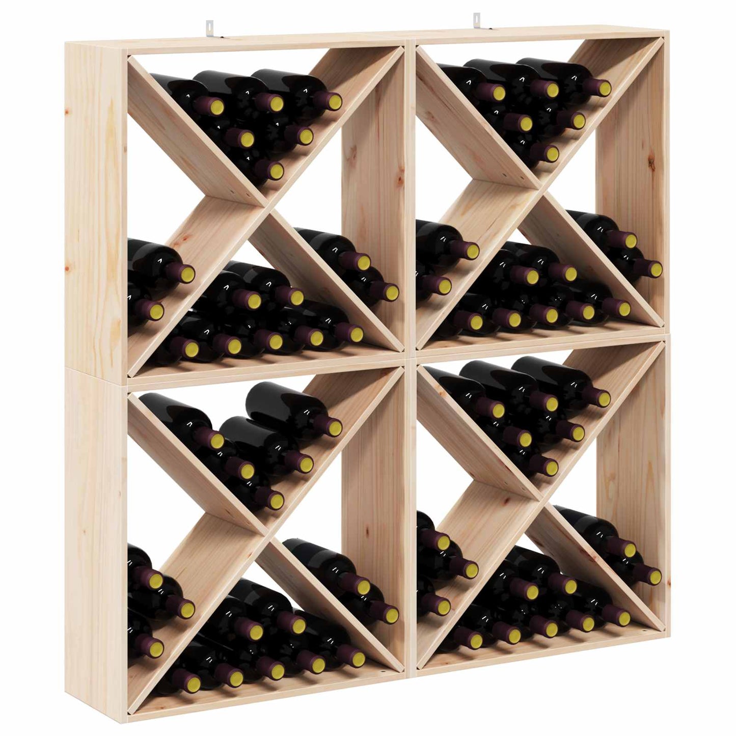 vidaXL Ράφι Κρασιού 4 pcs Φυσικό 62 x 25 x 62 cm Στερεά ξυλεία πεύκου
